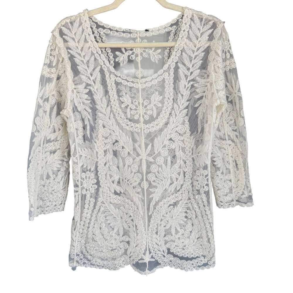 A2 Lace Tunic Top, Sheer‎ Floral Crochet, Bohemian Blouse, Romantic Chic